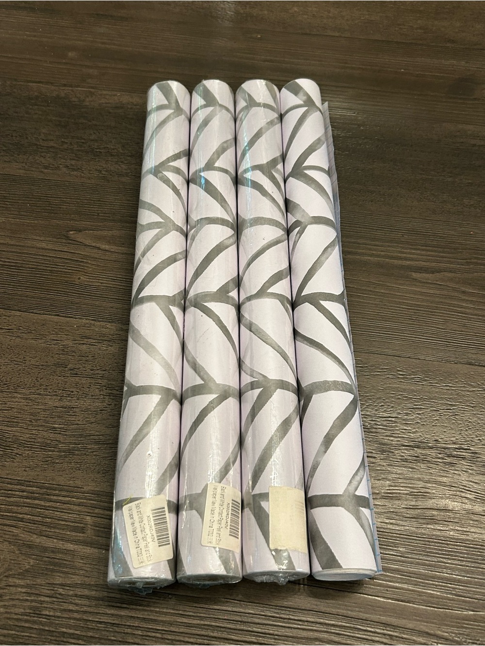 4 Dark gray and white herringbone wallpaper, peel-and-stick vinyl contact paper.